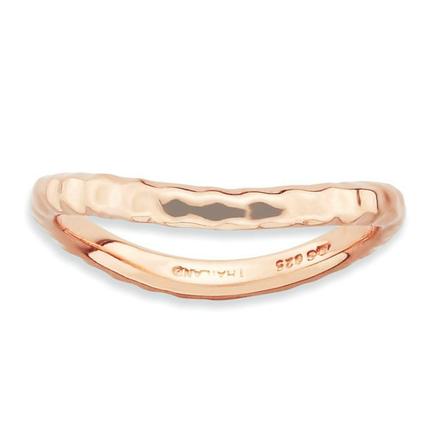 Sterling Silver Polished Pink-plate Wave Ring by Stackable Expressions Best Quality Free Gift Box 